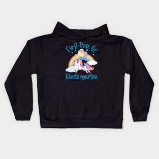 Bonny Unicorn and Rainbow | First Day of Kindergarten Kids Hoodie